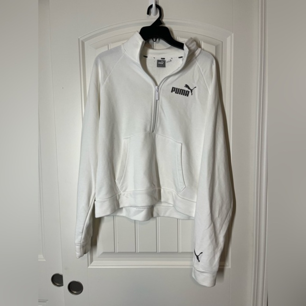 Puma Womens Half Zip Pullover Sweater (White, Extra Large)
